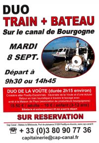 Duo Bateau-train Sur Le Canal De Bourgogne. Le mardi 8 septembre 2015 à Pouilly en Auxois. Cote-dor.  09H30